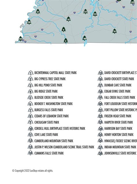 Tennessee State Parks Map Tennessee State Parks Checklist Hiking T Adventure Map