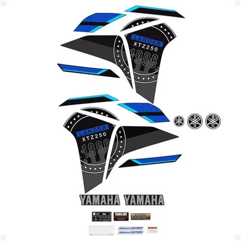 Kit Adesivos Yamaha Lander Xtz 250 2023 2024 Azul Logos Frete grátis