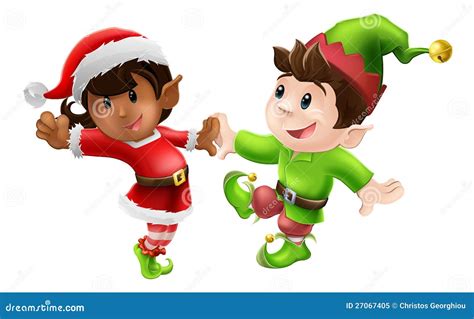 Christmas Elves Dancing Clipart