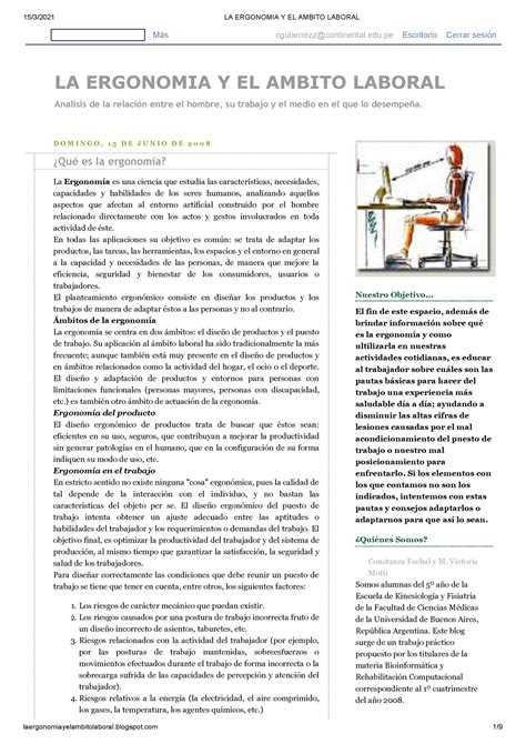 La Ergonomia Laboral D E Cf Af Bd F A B D O M I N G O