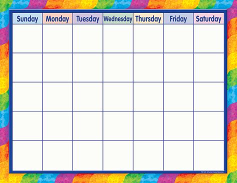 Rainbow Calendar Chart - TCR7601 | Teacher Created Resources