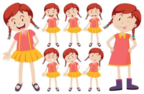 Girl With Different Facial Expressions Clip Art Expression Clipart