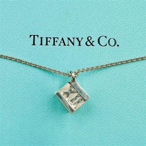 Tiffany Co Atlas Cube Pendant Necklace Sterling Silver Made In