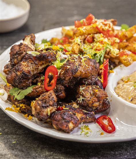 Easy Jerk Chicken Wings Dutty Loaded Fries Ainsley Harriott