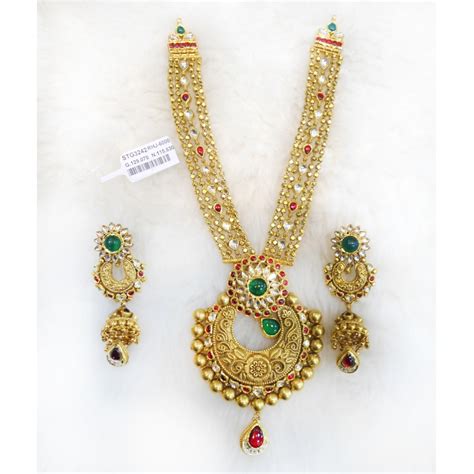 Buy Quality Gold Antique Long Necklace Set Rhj In Ahmedabad