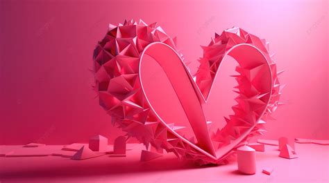 3d Paper Hearts Wallpaper With Color Pink In Front Background, 3d Love ...