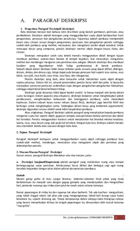 Contoh Paragraf Deskripsi Materi Sekolah