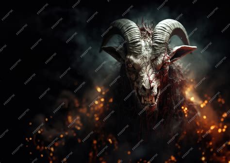 Premium Ai Image Image Of Angry Demon Goat Terrifying And Flames On