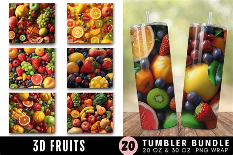 D Fruits Tumbler Wrap Bundle Graphic By Allisonsuns Creative Fabrica