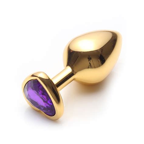 Lust Metal Diamond Heart Plug Anal Dourado Joia Na Base Tulipa