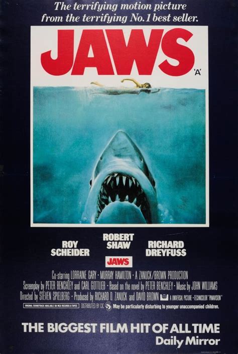 Jaws Shark Film Steven Spielberg Uk 1975 Cinema Posters Roger