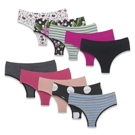 Kit 5 Tangas Lingerie Fio Duplo Cintura Alta de Algodão Shopee Brasil