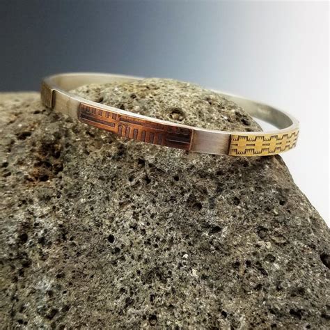 Mixed Metal Bangle Etsy