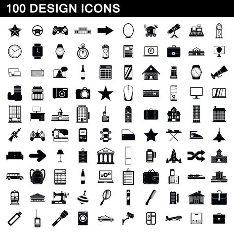 100 design icons set, simple style 8864325 Vector Art at Vecteezy