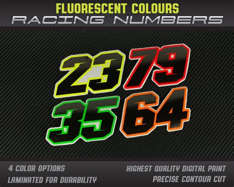 3 X Fluo Neon Color Custom Racing Numbers Stickers Decals Etsy