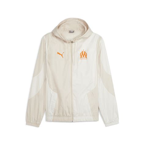 Veste survêtement avant match OM beige orange 2023 24 sur Foot fr