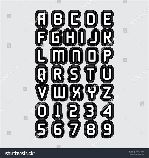 Vektor Stok Alphabetic Fonts Numbers Tanpa Royalti 200921477 Shutterstock