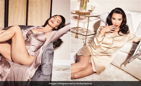 Kim Kardashian Wears A Silk Night Suit From Skims For Stunning Lounge