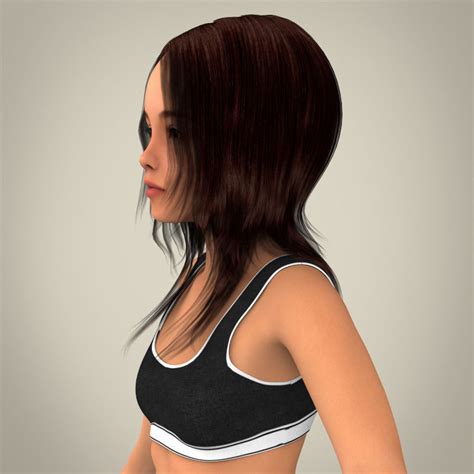 Realistic Girl 3D Model Max Obj 3ds Fbx C4d Lwo Lw Lws