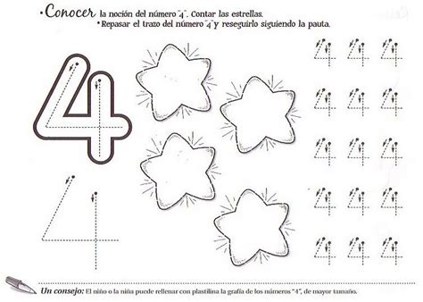 Grafomotricidad Numero 4 08 Manualidades A Raudales