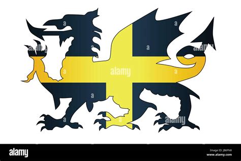 The national dragon and the flag od Saint David of Wales Stock Vector ...