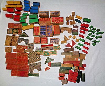 Lot of 150+ Pieces Vintage Wooden Toy city Building Blocks Cars-Tree''s ...