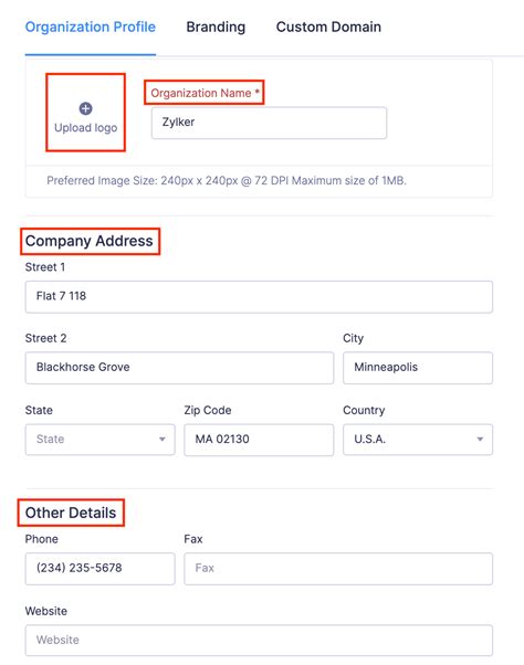 Organization Profile And Branding User Guide Zoho Expense