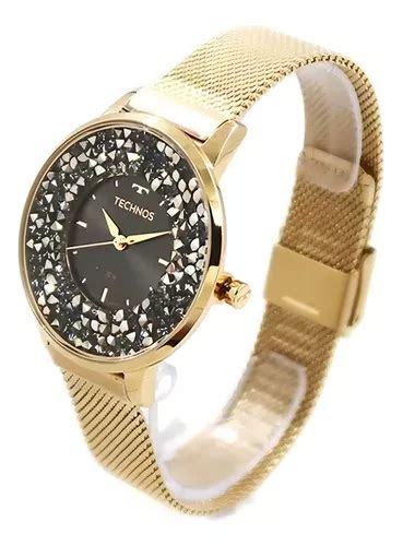 Reloj Technos Crystal Elegance Mlg C Para Mujer Bisel Dorado