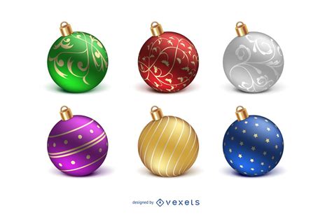 Realista Conjunto De Bolas De Navidad Aislado Descargar Vector