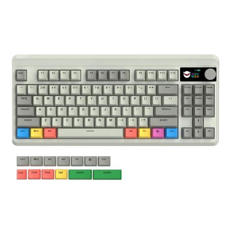 R Gray 75 TKL Tri Mode OLED Display Knob LWireless Mechanical Keyboard Hot Swap Gamer Keyboard