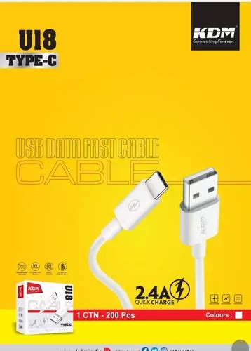 White Kdm Usb 12m U 18 Fast Charging Type C Cable At Rs 171piece In Surat