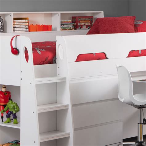 Jupiter White Wooden Mid Sleeper Cabin Bed