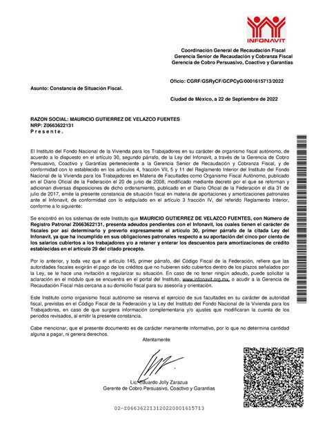 Opinion Infonavit ARQ Carta Aceptacion 02 Z Oficio CGRF GSRyCF