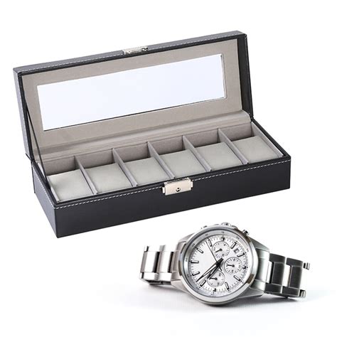 6 Slot Horloge Doos Pu Lederen Horloges Opslag Hou Grandado