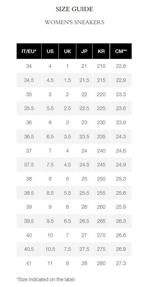 Alexander Mcqueen Shoes Size Chart Guide Conversion