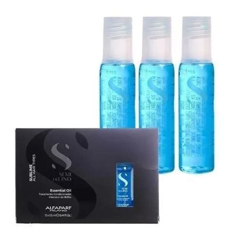 Kit 3 Ampollas Alfaparf Semi Di Lino Brillo Nutrición Azules