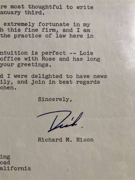 Richard M Nixon Typed Letter Signed 01 22 1964 W Coa Collectors Universe 08 Ebay