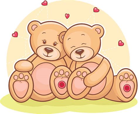 Cartoon Of A Two Teddy Bears Hugging Illustrations Royalty Free Vector