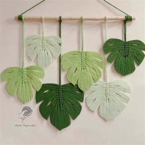 Monstera Leaves Wall Hanging Macrame Leaf Boho Wall Decor Etsy In