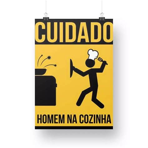 Placa Decorativa Cuidado Homem Na Cozinha Tamanho 20x28cm Shopee Brasil