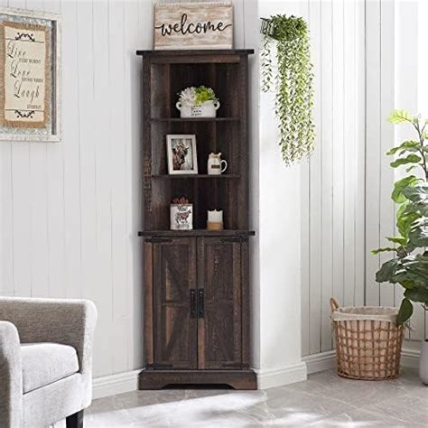 Amazon Vabches Tall Farmhouse Corner Cabinet With Doors