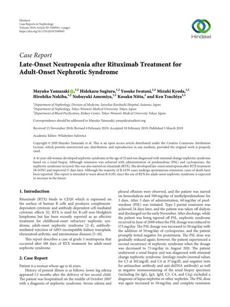 Pdf Late Onset Neutropenia After Rituximab Treatment For Adult Onset