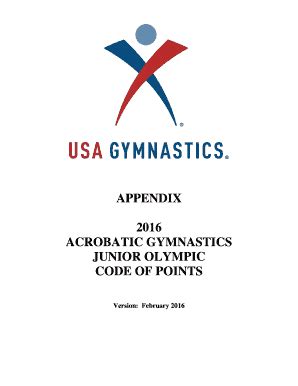 Fillable Online Usagym Code Of Points Appendix Usa Gymnastics