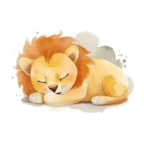 Premium Photo | A drawing of a lion that is sleeping on a white background.