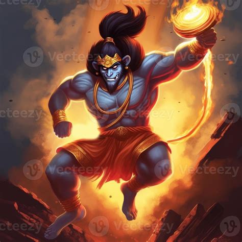 Illustration of Hindu God Hanuman in lanka burning lanka images also ...