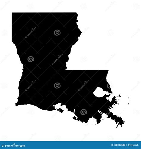 Louisiana State Of Usa Solid Black Outline Map Of Country Area