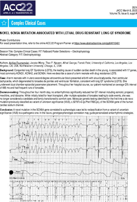 NOVEL SCN5A MUTATION ASSOCIATED WITH LETHAL DRUG RESISTANT LONG QT ... 