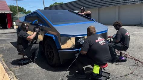 Tesla Cybertruck Turning Steel Monster Into Mirror With Cutting