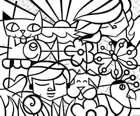 Cat Romero Britto Coloring Page Turkau