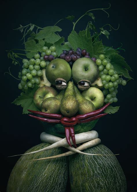 Retratos con frutas y verduras que recuerdan al manierismo Diseño